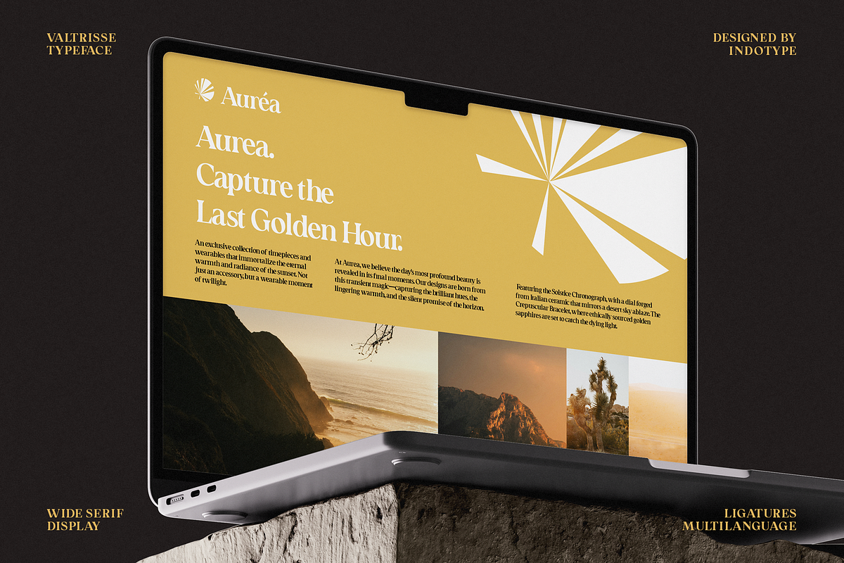 Valtrisse - Wide Serif Display Font, a Font by Indotype Foundry (Photo 3 of 10)