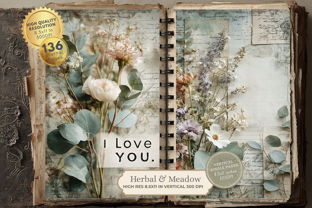 Herbal Meadow Garden Junk Journals, a Decorative Illustration by Nicole Branger Art (Photo 3 of 15)