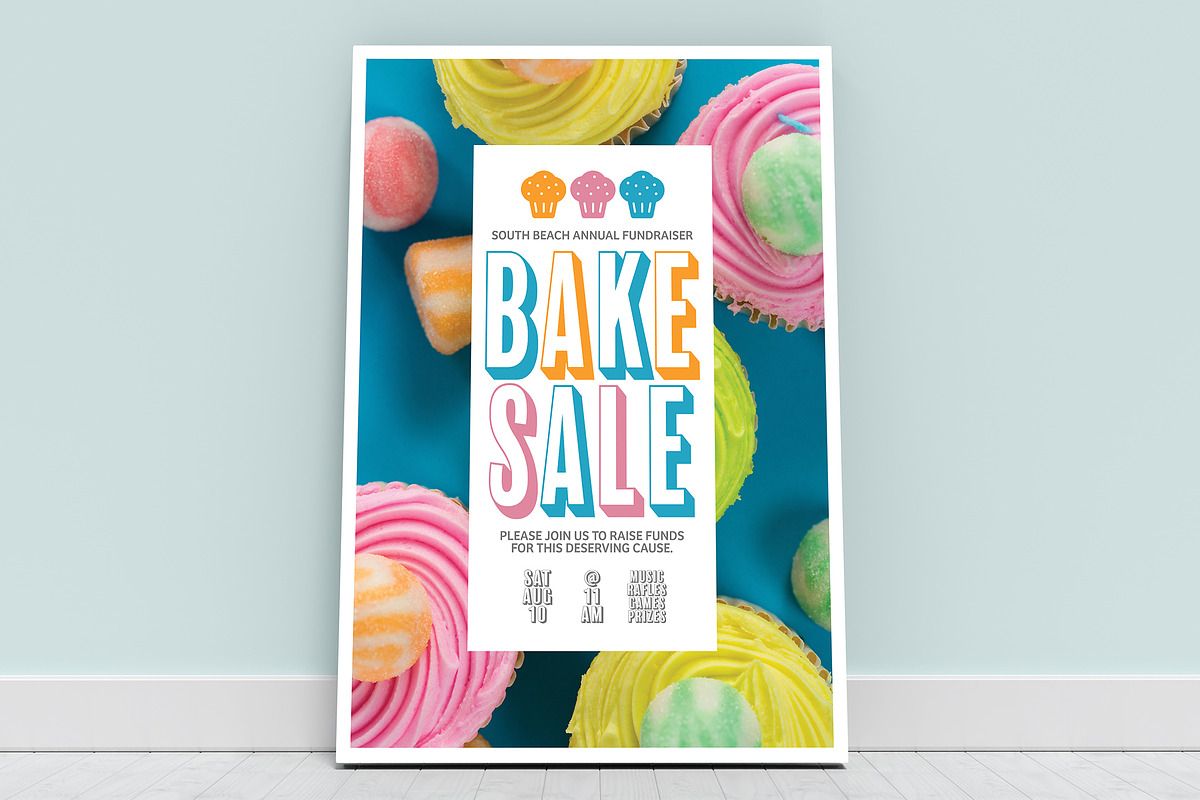 Bake Sale Poster Mockup, a Marketing Template by wavebreak