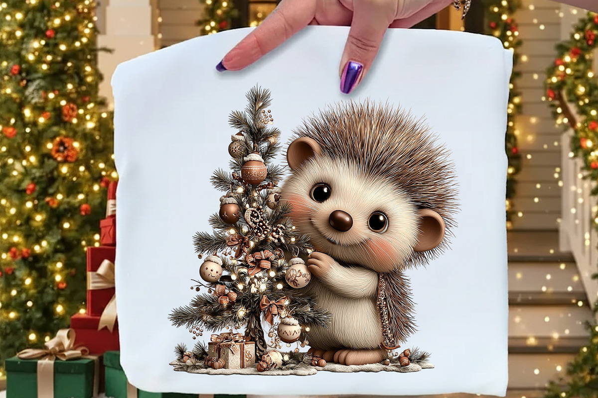 Funny Christmas Hedgehog Clipart, an Illustration by Craft Nest (Photo 2 of 9)