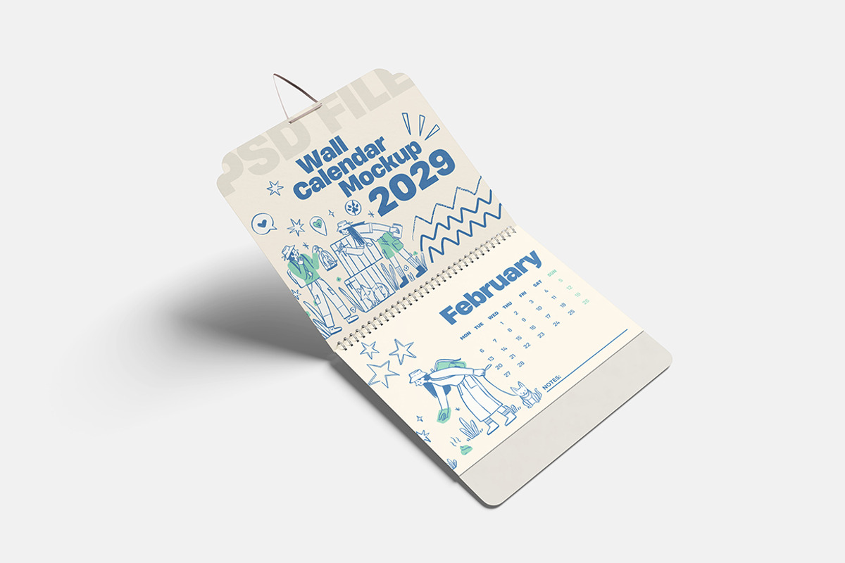 Modern Wall Calendar Mockup, an Advertising Mockup by bimockup (Photo 6 of 6)