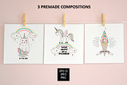 Unicorn Magic cliparts & patterns, a Decorative Illustration by @olga.angelloz (Thumbnail 3 of 6)