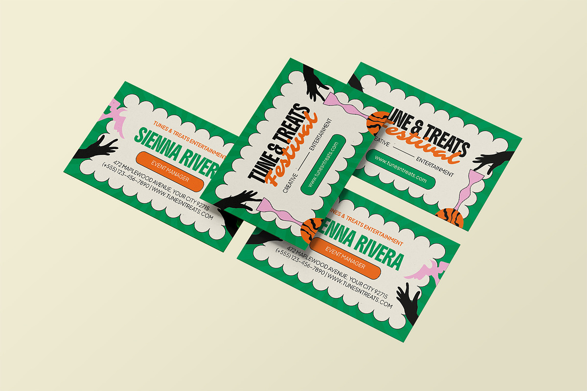 Tunes & Treats Fest - Business Card, a Business Card Template by StreaksideStd (Photo 3 of 3)