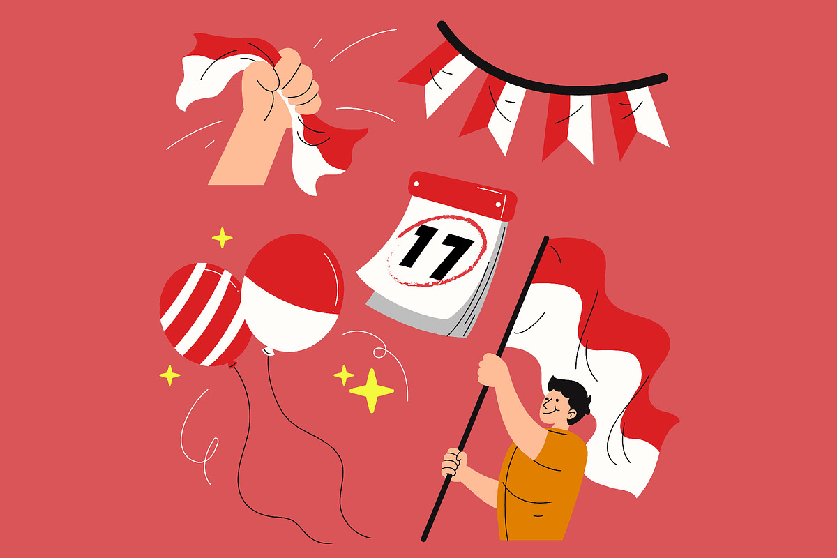 Red 17 August Asset Illustration, an Object Illustration by graphicook