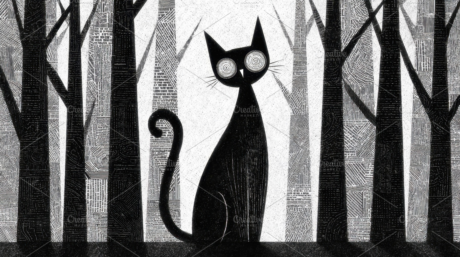 Black cat in a forest at night, a Photo by Beautiful things