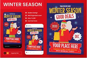 Winter Season Good Deals Flyer Set, a Flyer Template by Annora Studio