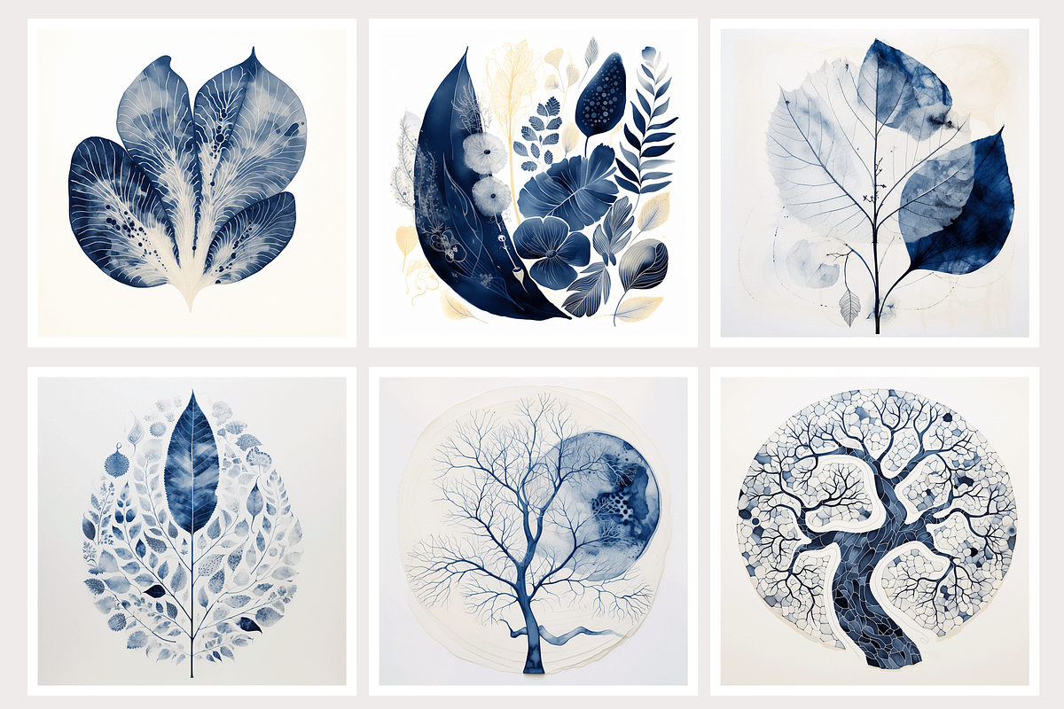 Deca Co - Blue Ink Botanical Shapes, a Texture Illustration by milatovar (Photo 3 of 25)