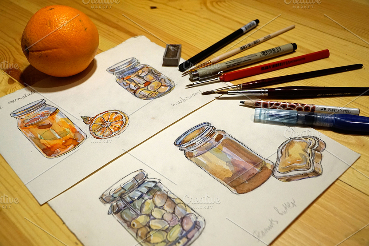 Watercolor preserved food-2, a Food Illustration by miminoshka (Photo 9 of 10)