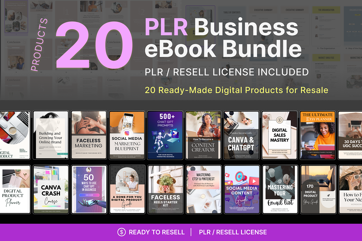20 PLR Business eBook Bundle, a Templates & Theme by Makii Templates (Photo 1 of 5)