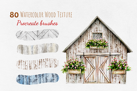 Procreate Watercolor Wood Texture, a Brush Add-On by HopeArtIllustration