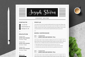 Modern Resume / CV Template For Word