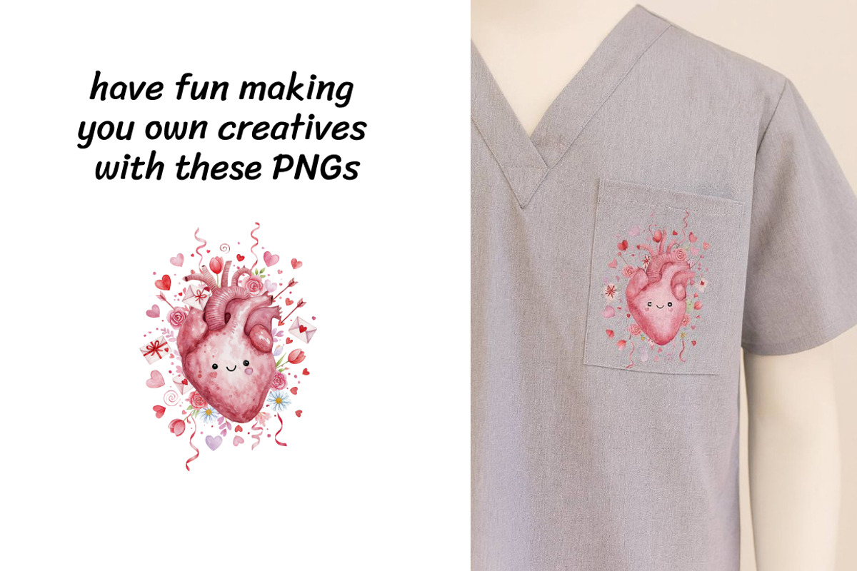 Cute Anatomy Valentine Clipart Set, a Seasonal Illustration by InkyQueenArt (Photo 3 of 6)