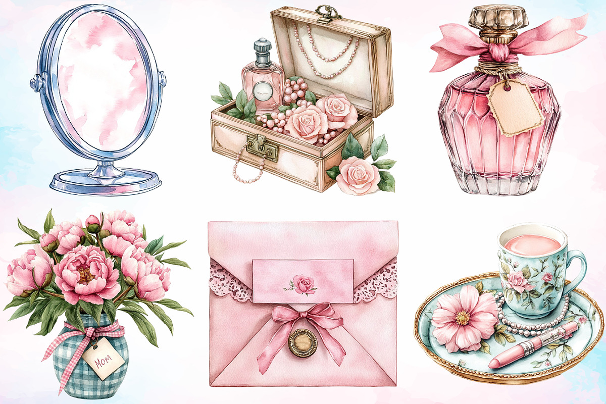 Pink Coquette Mother's Day Clipart, a Seasonal Illustration by Canvas Craft (Photo 3 of 4)