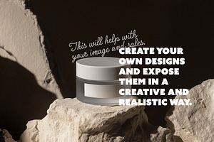 Cosmetic Jar Mockup On Stone, a Packaging Mockup by McLittle Stock