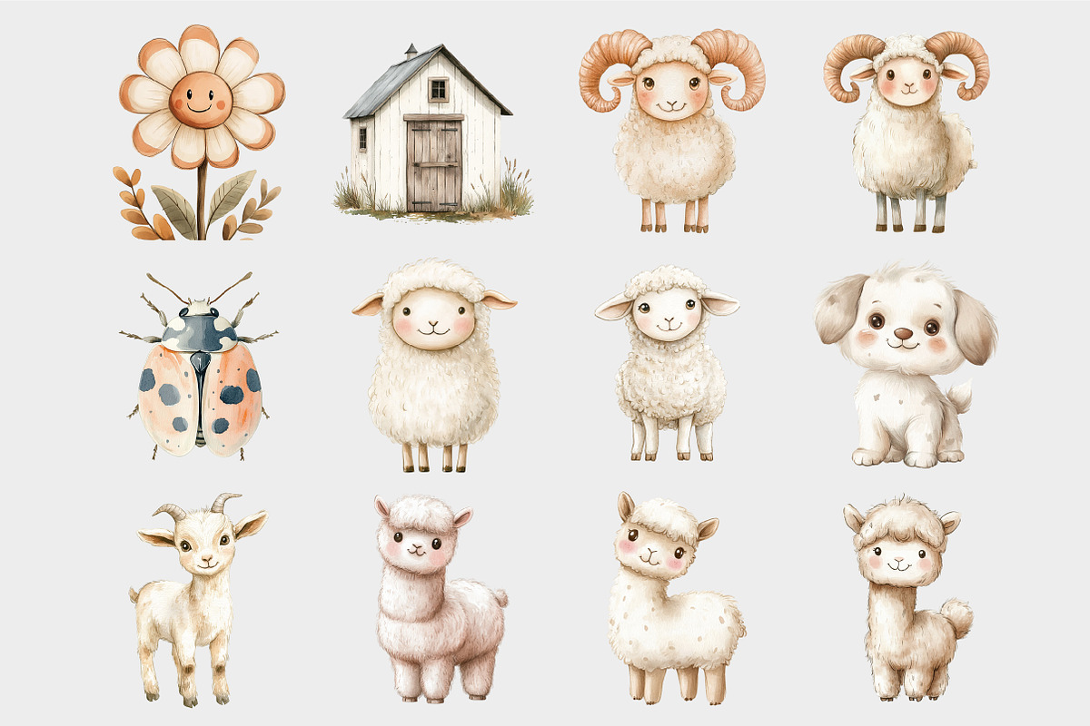 Watercolor Farm Animal clipart, a Seasonal Illustration by Design Market (Photo 5 of 5)