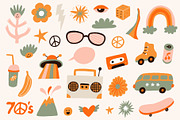 Retro revival pack. Groovy clipart, a Graphic by Murvin (Thumbnail 3 of 9)