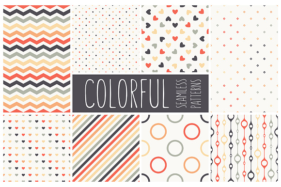 Colorful Seamless Patterns Set preview 6