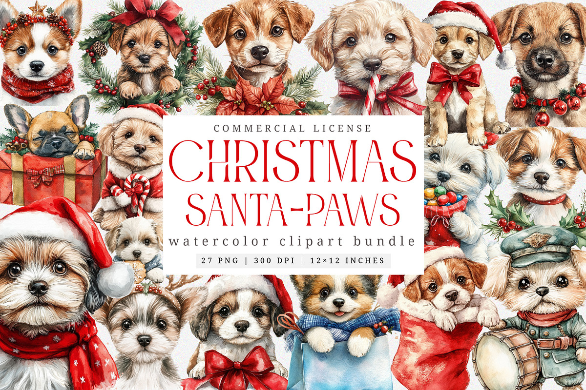 Santa Paws Retro Christmas Puppy PNG, an Illustration by SinaCreation (Photo 1 of 7)