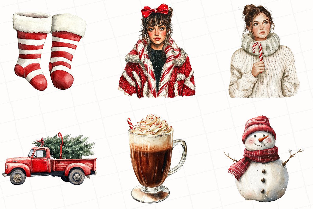 Cozy Winter Candy Cane Clipart, an Illustration by OK Design (Photo 5 of 5)
