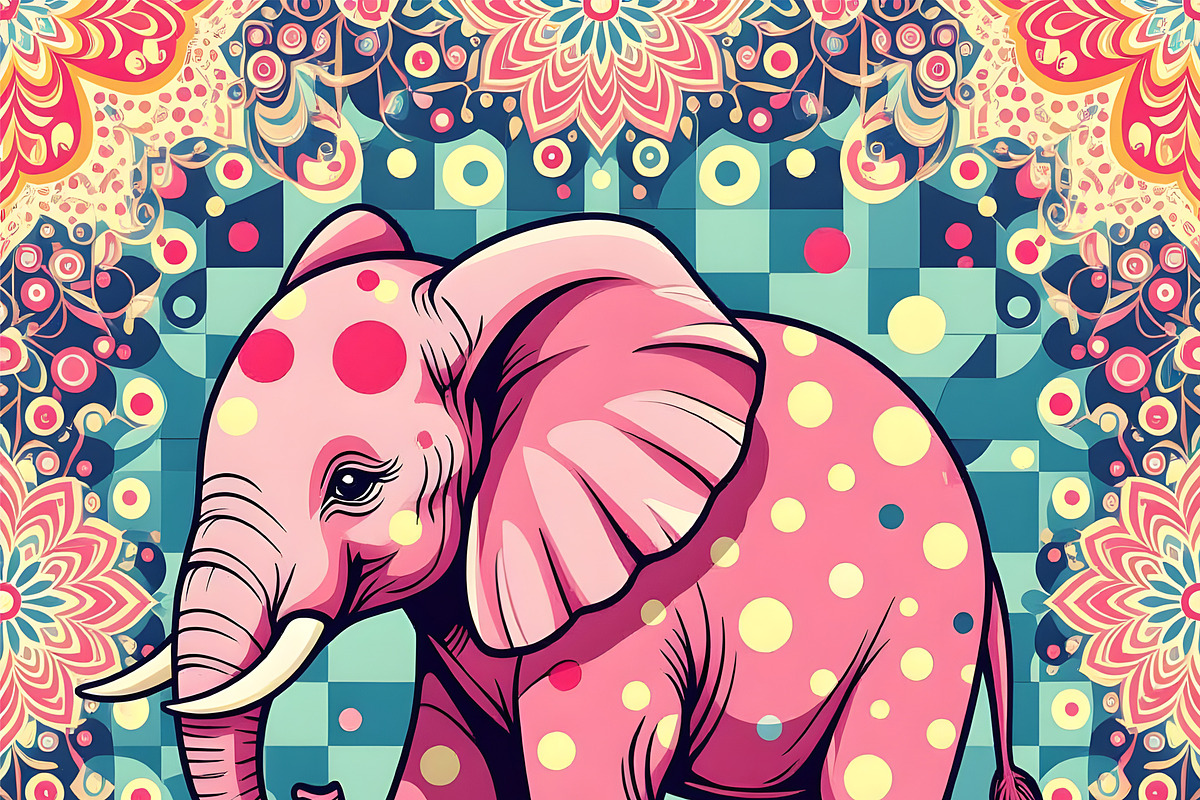 Vintage Pop Art Pink Elephant, an Animal Illustration by Sharon Schwalbe (Photo 3 of 3)