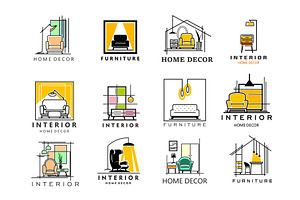 Home interior icons, an Object Illustration by Vector Tradition
