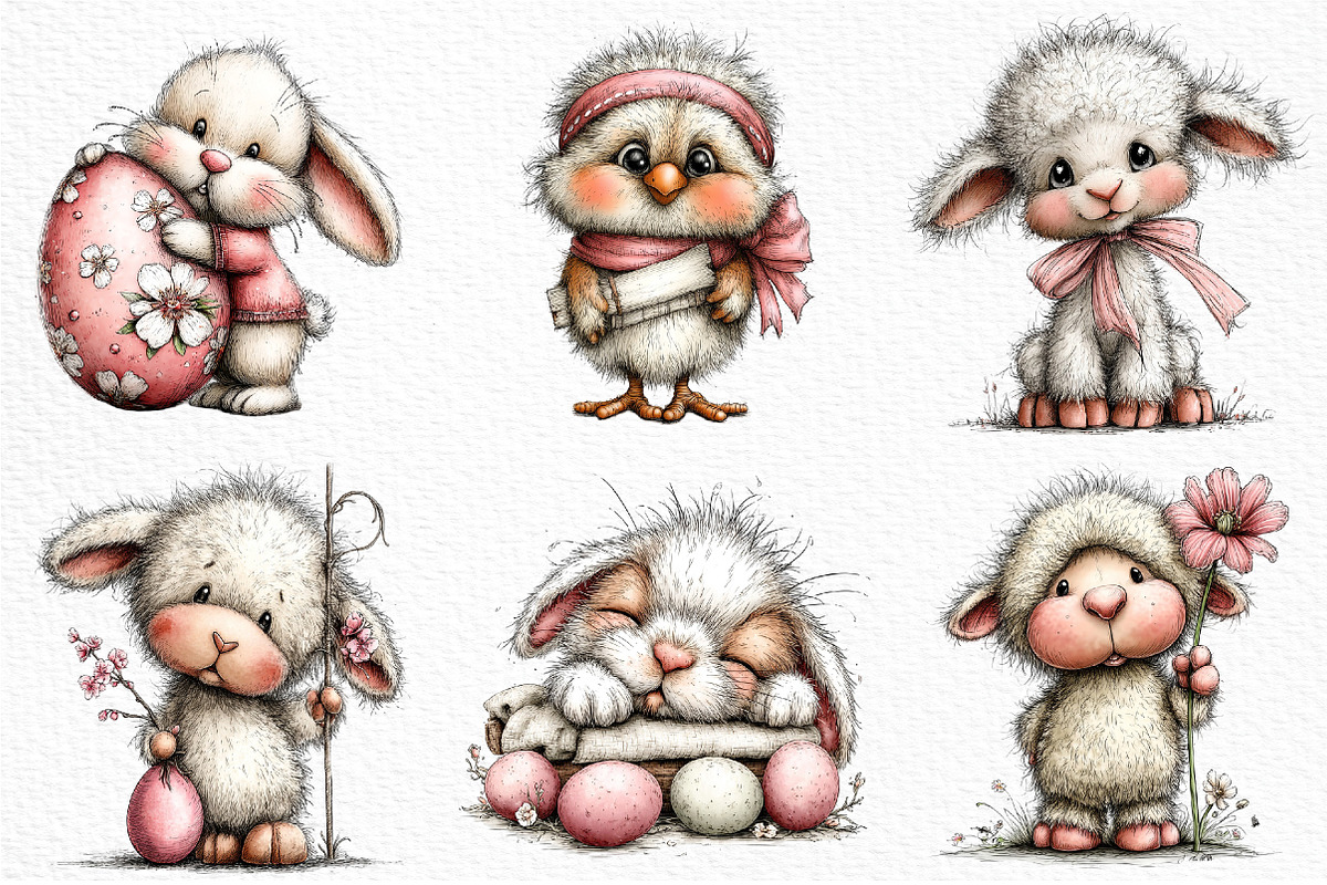 Whimsical Easter Animals Clipart PNG, an Illustration by Craft Nest (Photo 4 of 11)