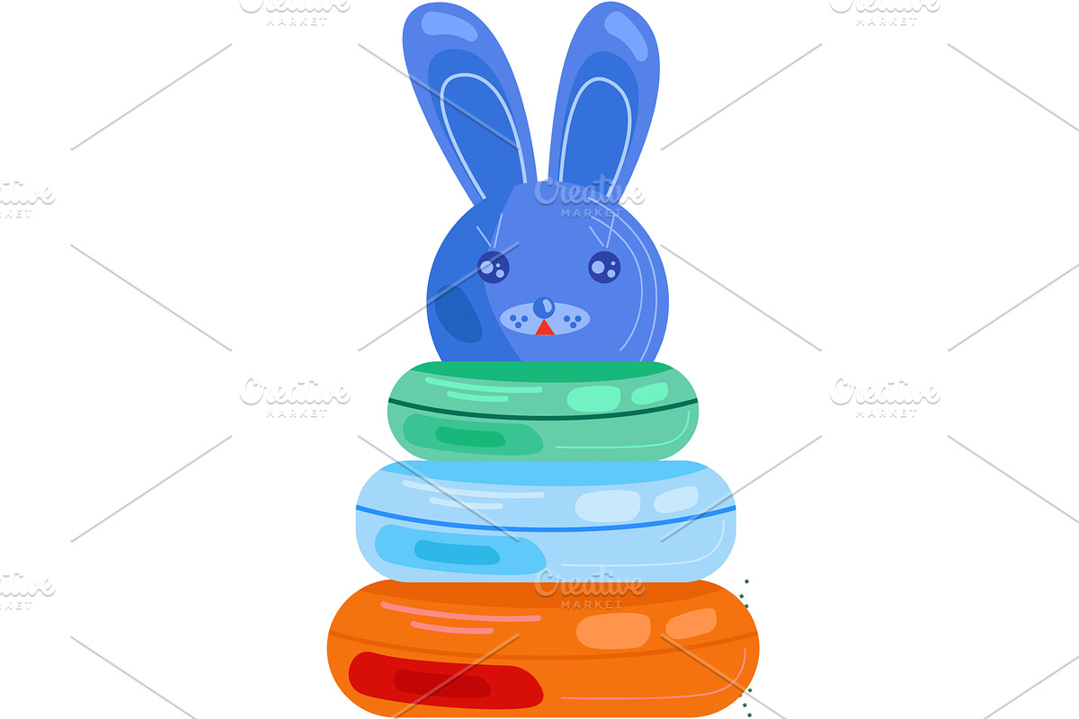 Toy pyramid tower vector flat, an Object Illustration by vectorpointstudio