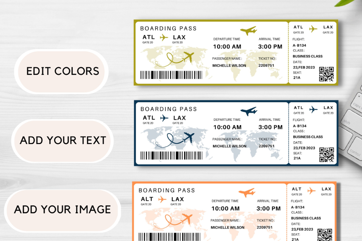 Editable Boarding Pass Template, a Card Template by YasdeyDesigns (Photo 8 of 9)