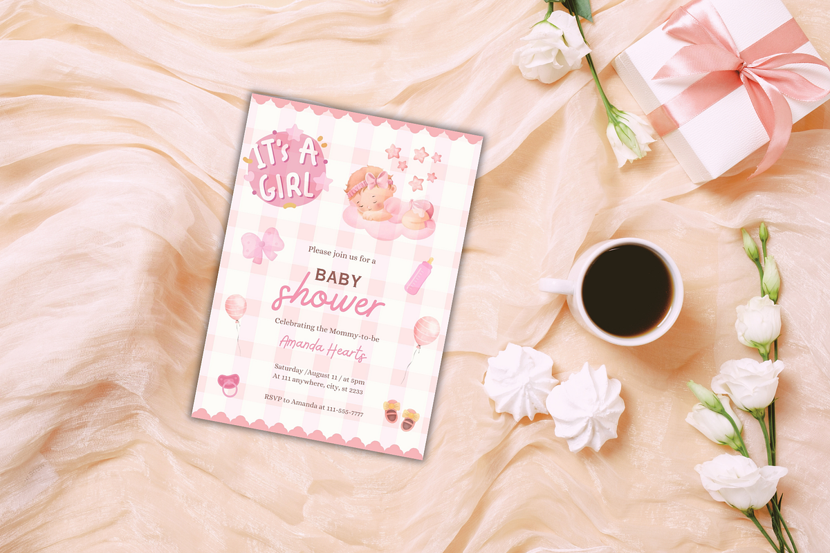 Baby Shower Invitation Template, an Invitation Template by SimoDigitalArt (Photo 7 of 9)