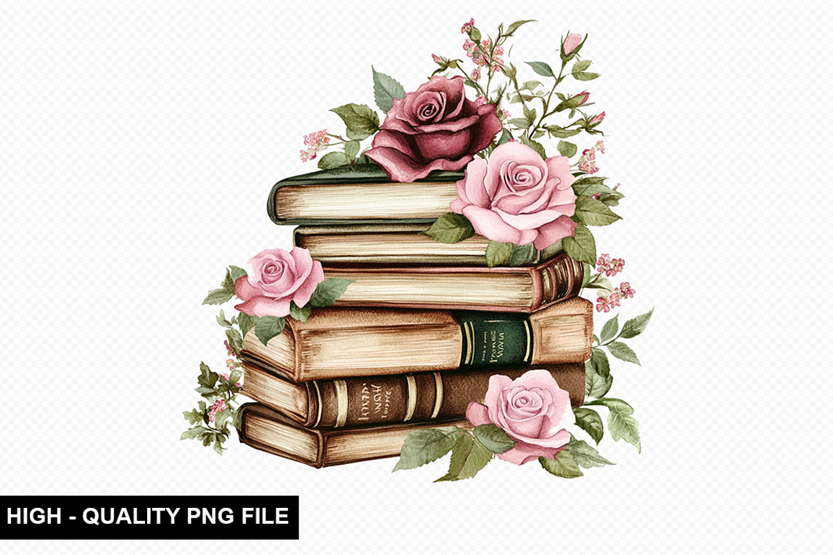 Watercolor Floral Book Clipart, an Illustration by crative8112 (Photo 5 of 11)