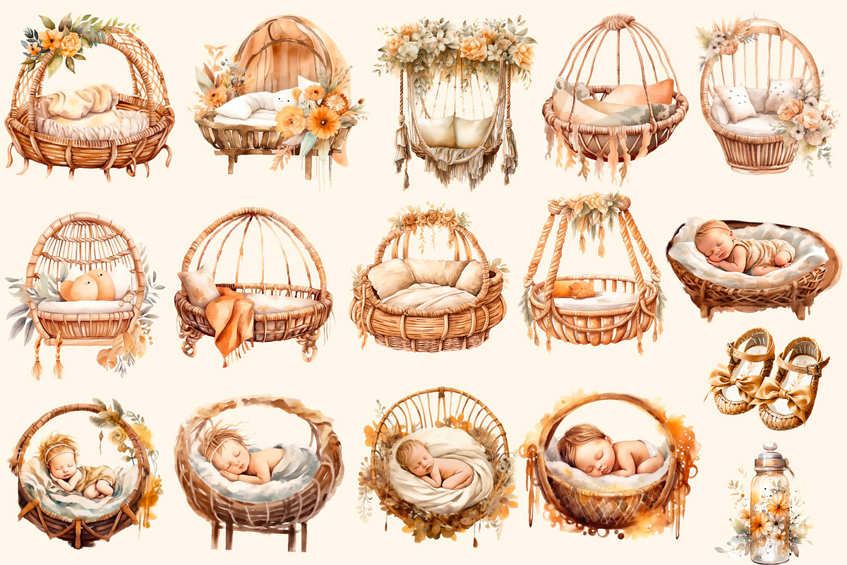 Boho Baby , Watercolor clipart, a Decorative Illustration by Hello My Print (Photo 9 of 10)