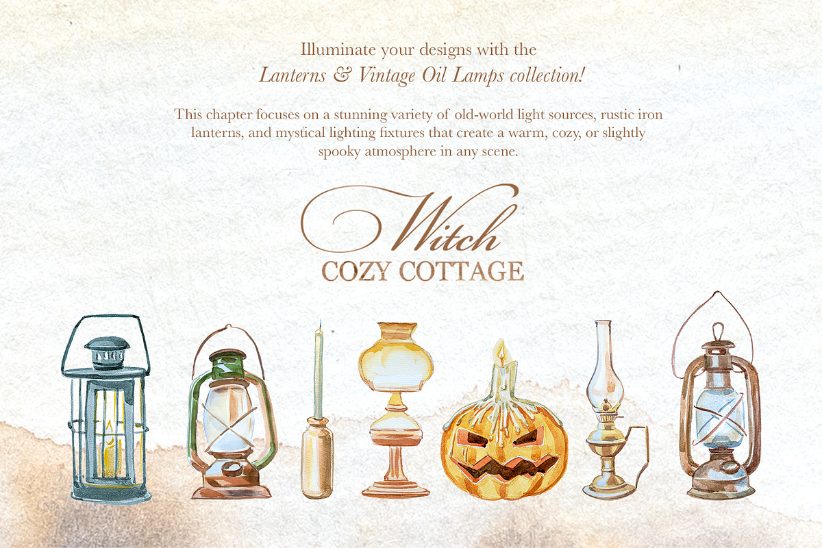 Authentic Cozy Witch Cottage Clipart, a Seasonal Illustration by ArtCreationsDesign (Photo 8 of 23)