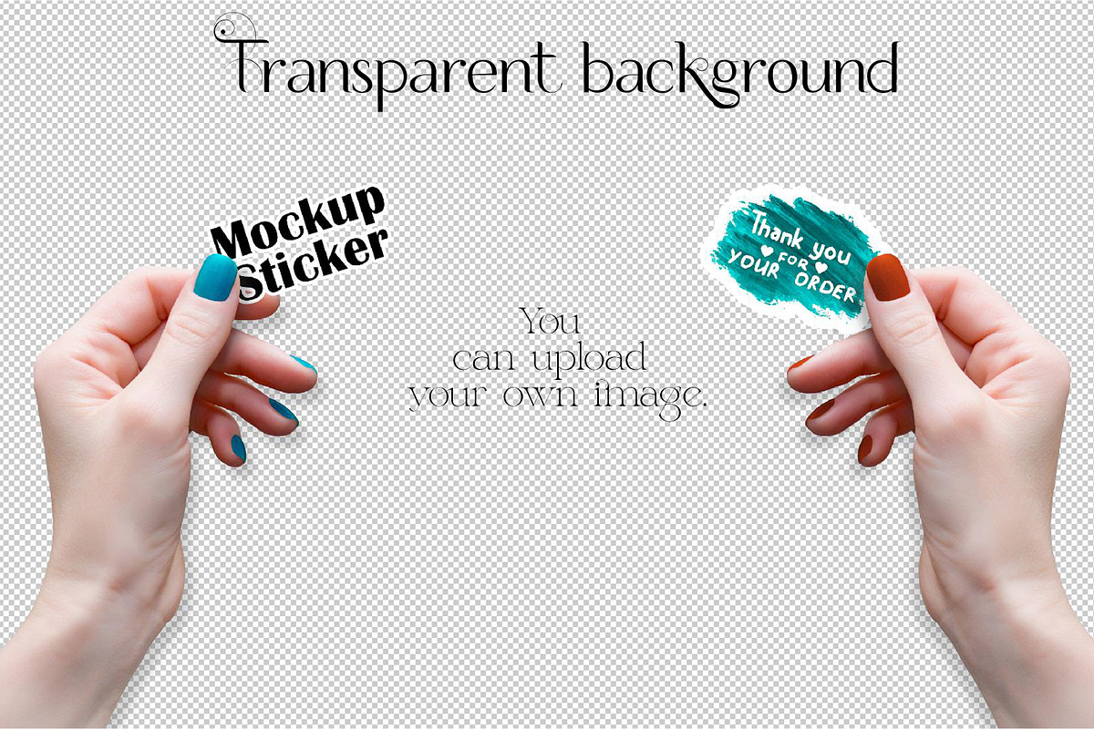 Woman hand Sticker Mockup., a Print Template by MockupMarket (Photo 7 of 8)