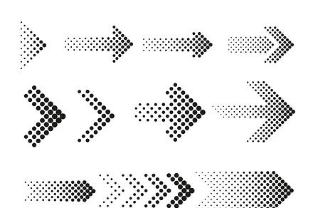 Dotted halftone arrows vector set, an Outline Icon by Microvector