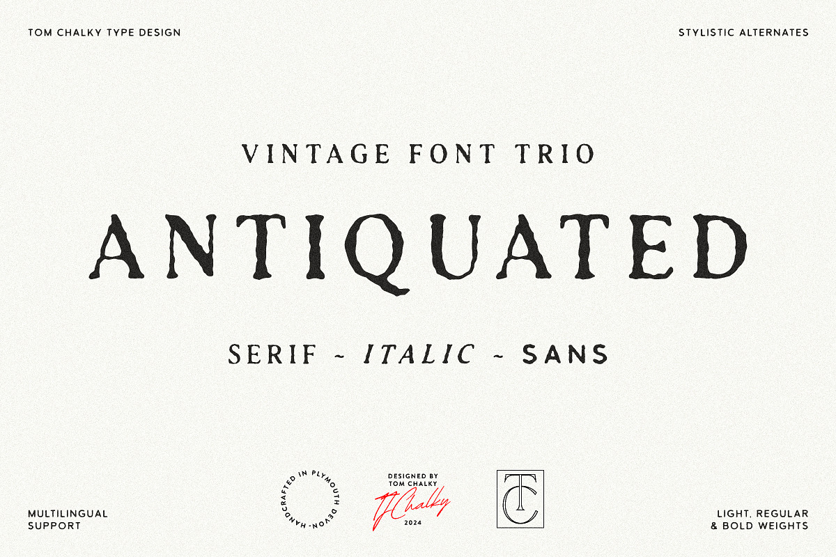 Antiquated Font Pack (Serif & Sans!), a Serif Font by Tom Chalky (Photo 1 of 11)