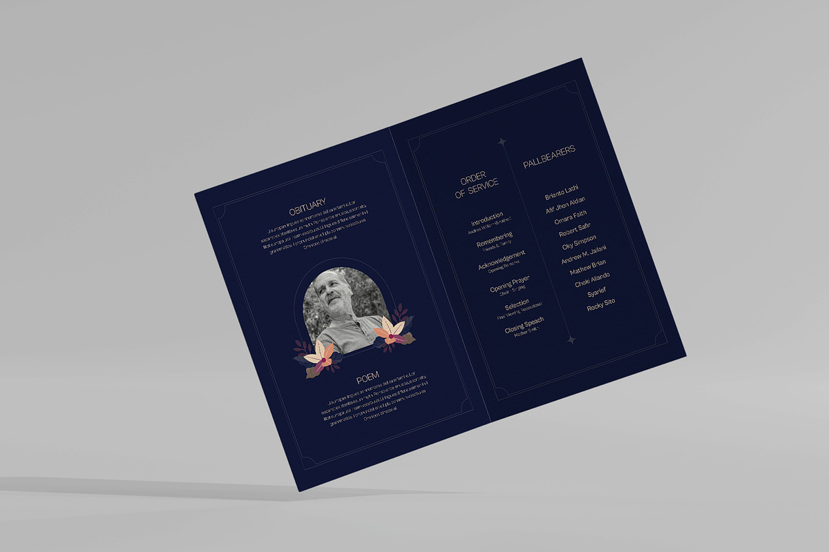 Maximalist Floral Funeral Program, a Brochure Template by Neermana (Photo 3 of 4)