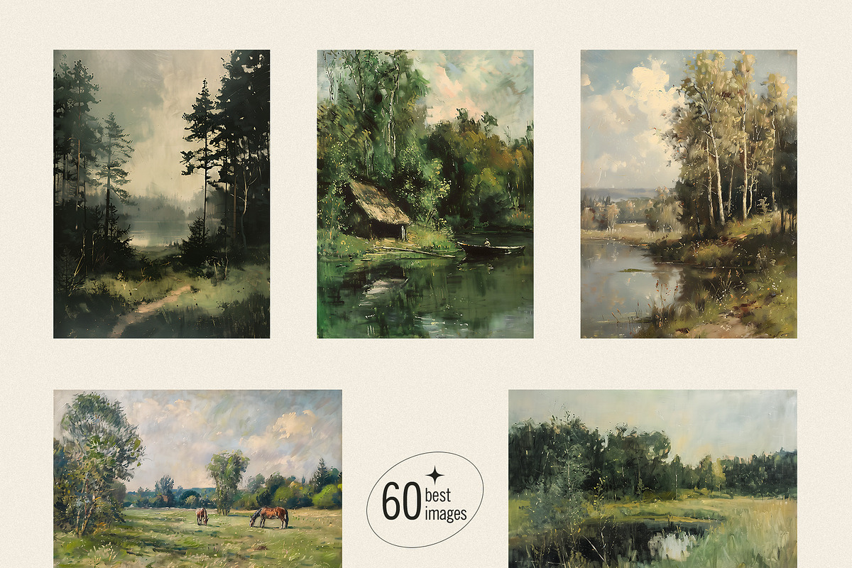 Old oil paintings - Vintage art, a Background Graphic by Pamyatka Shop (Photo 8 of 8)