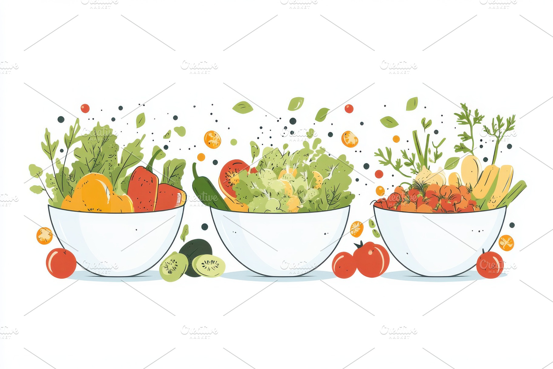 Fresh Vegetables in Bowls Healthy Ea, a Food & Drink Photo by Pixeness Studio