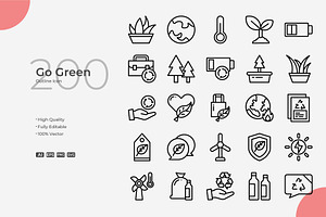 Go Green Outline Icons, an Outline Icon by Bloodline