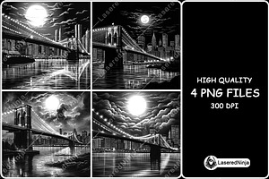 Brooklyn Bridge River NYC Landscape, a Background Graphic by LaseredNinja