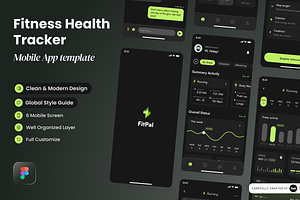 Fitness Health Tracker Mobile App UI, an UI Kit Template by SLAB! Design