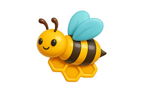 Bee icon with honeycomb, isolated on, an Illustration by Dvoevnore photos