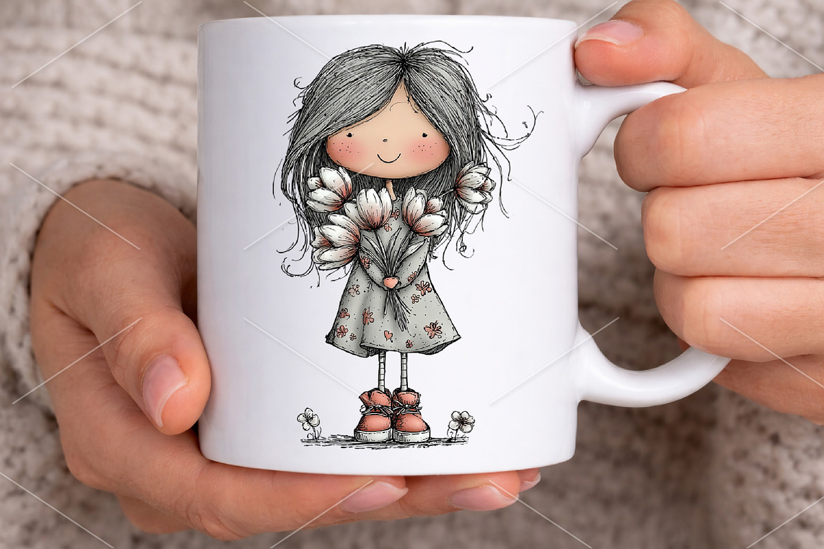 Watercolor Spring Girl Clipart PNG, an Illustration by Canvas Craft (Photo 6 of 7)