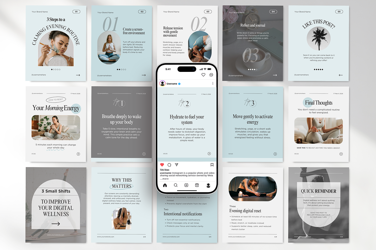 Wellness Carousel Instagram Posts, a Social Media Template by DigiPax (Photo 4 of 11)