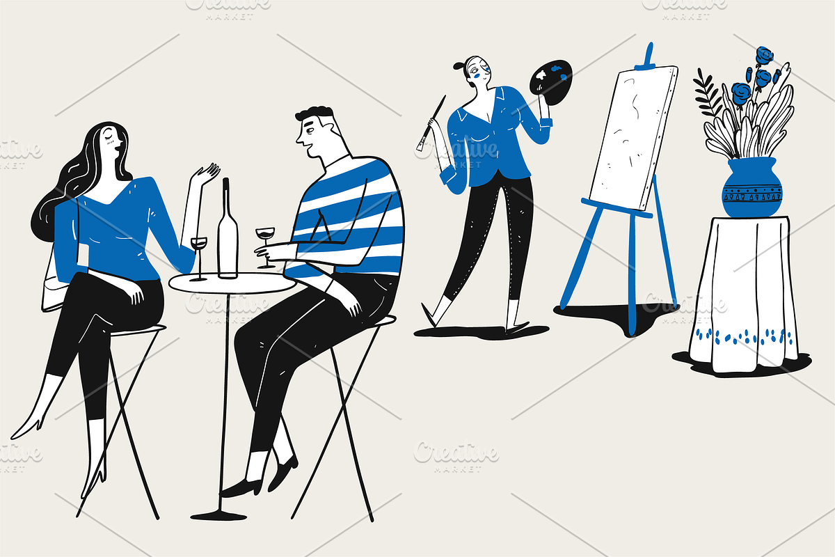 Relaxation moments illustrations set | Creative Market