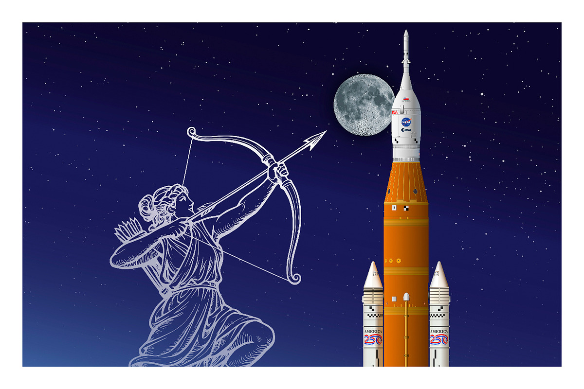 Artemis II space rocket illustration, an Education Illustration by frizio (Photo 3 of 3)