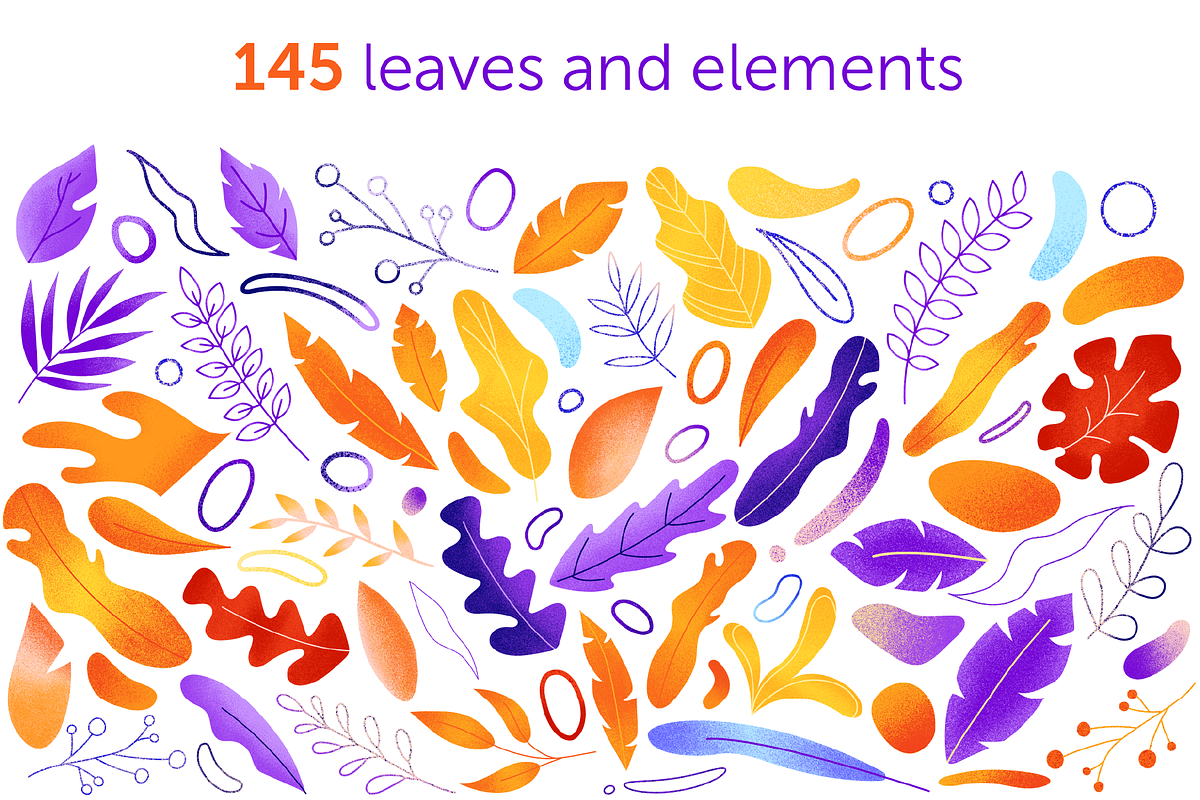 TEXTURAL abstract shapes + leaves, an Object Graphic by museberry (Photo 3 of 12)