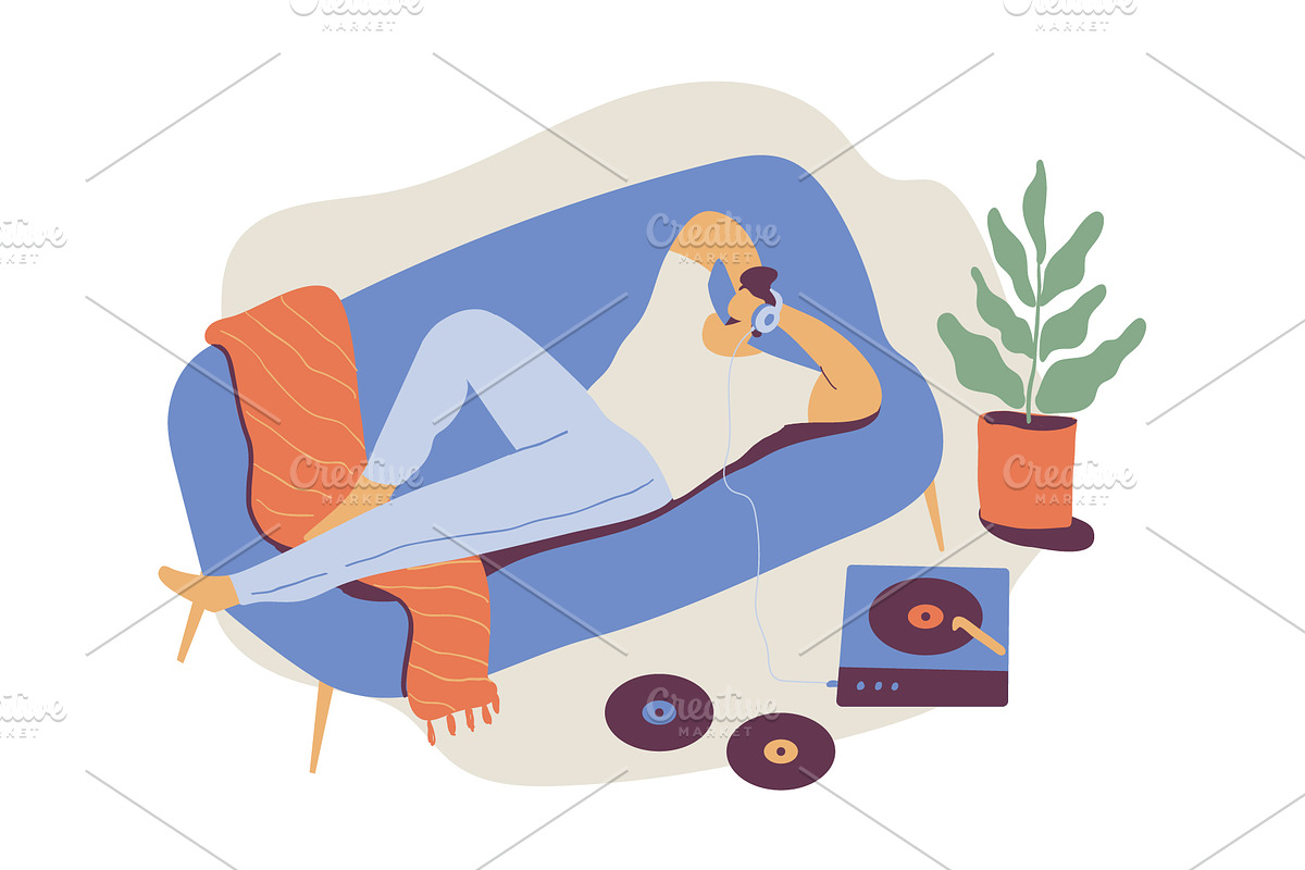 People spending time at home, a Person Illustration by Vector_Art (Photo 3 of 5)