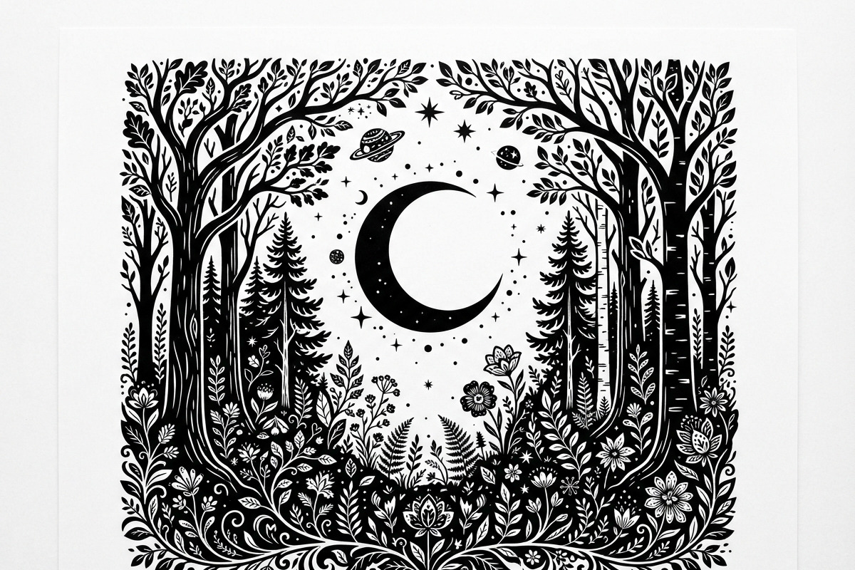 50 Mystical Galaxy Forest Silhouette, a Technology Illustration by Amazin_art (Photo 9 of 21)