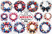 4th Of July Coquette Wreath Clipart, an Illustration by RobertsArt (Thumbnail 1 of 7)